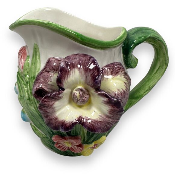 Vintage Fitz and Floyd Omnibus Creamer 4" Multi Floral Ceramic Decorative 1994 - Picture 1 of 8